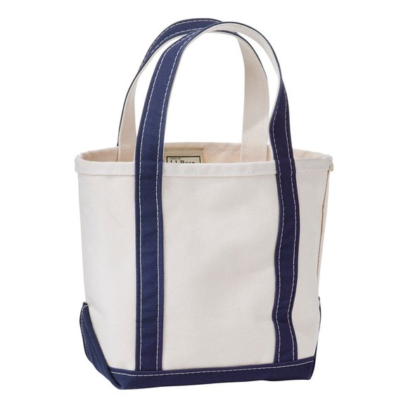 L.L. Bean Handbags - NWT L.L . Bean Boat and Tote Bag Blue Navy Natural Canvas Small Made in USA